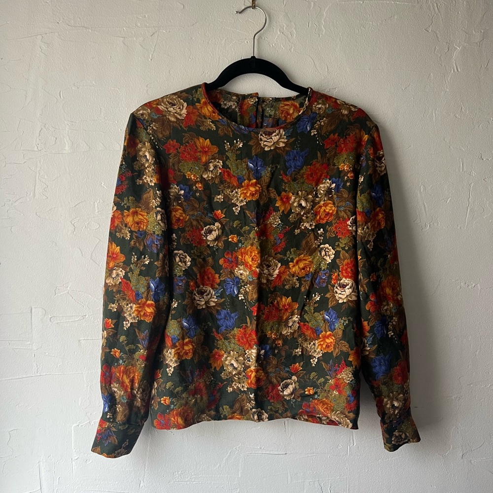 Vintage Floral Blouse - Multicolor